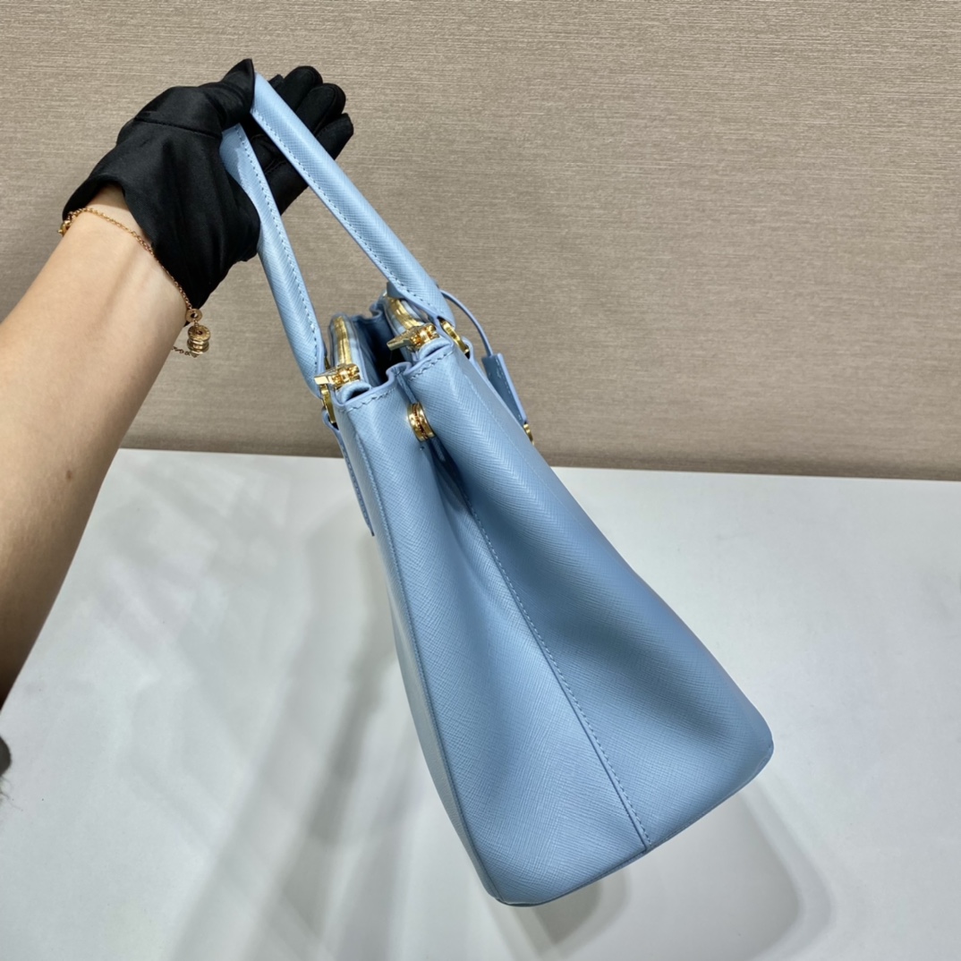 Prada Large Galleria Saffiano Leather Bag Tote Shoulder Bag Light Blue 1BA274